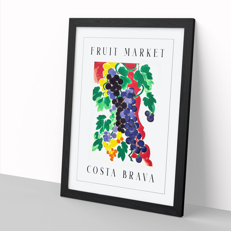 Grapes Costa Brava Fruit Market Exhibition 1 Piece Single Picture Frame Wall Art, 46cm H x 34cm W x 2cm D