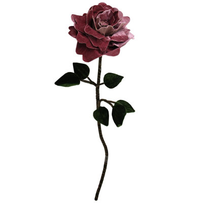 Tige de fleur en velours rose décoratif 20,5 po