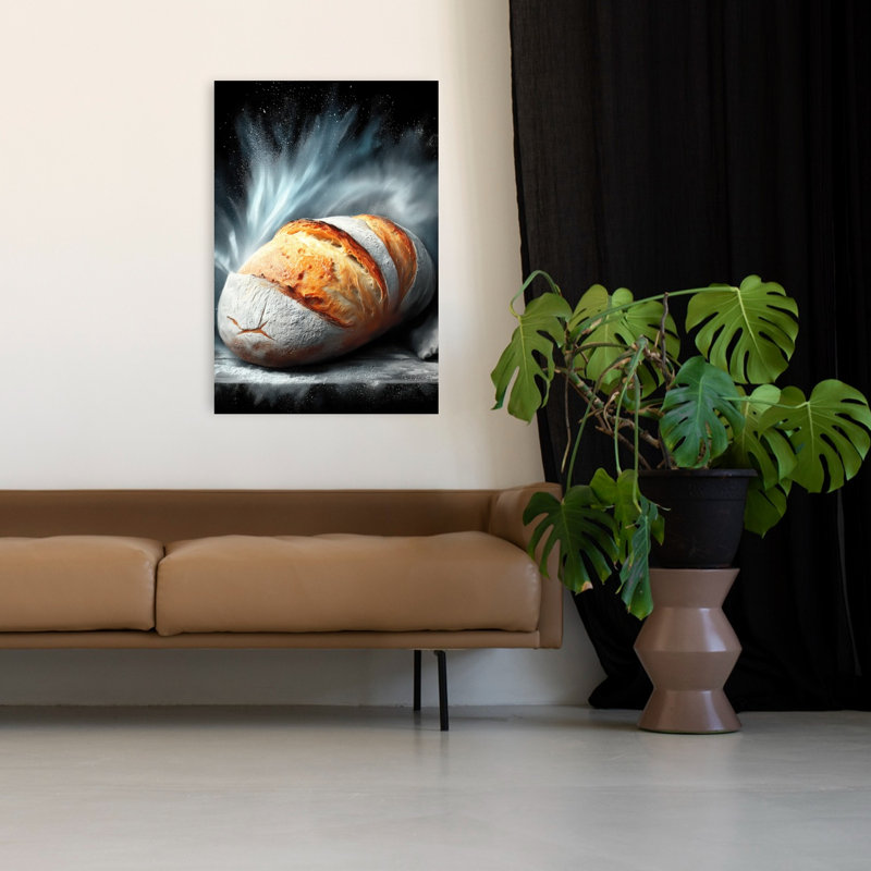 Art mural contemporain rustique pain frais, 48" H x 32" W