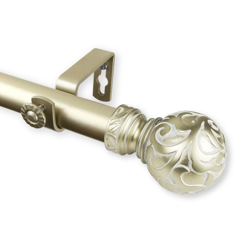 Tapia Steel 1'' Single Curtain Rod, 160" - 240", Light Gold