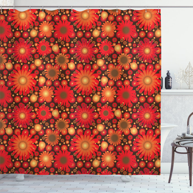 Floral Shower Curtain with Hooks Included, 75" H x 69" W
