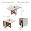 Table de salle à manger pliable en pierre blanche avec pieds couleur noyer, conception peu encombrante, entièrement assemblée