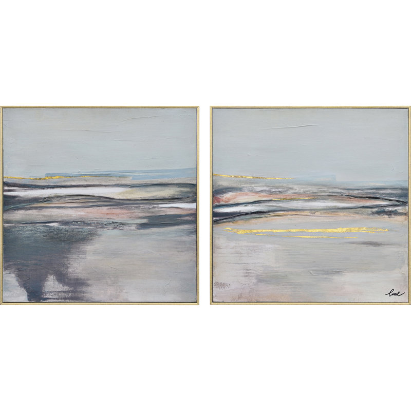 Ensemble de deux toiles abstraites encadrées Salinas