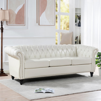 Canapé Chesterfield à accoudoirs roulés 3 places 84,65 po