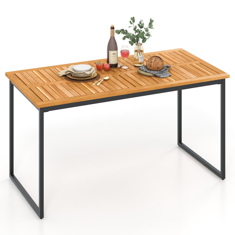 Rectangular Outdoor Dining Table With Umbrella Hole , 140cm cm W 70cm cm D