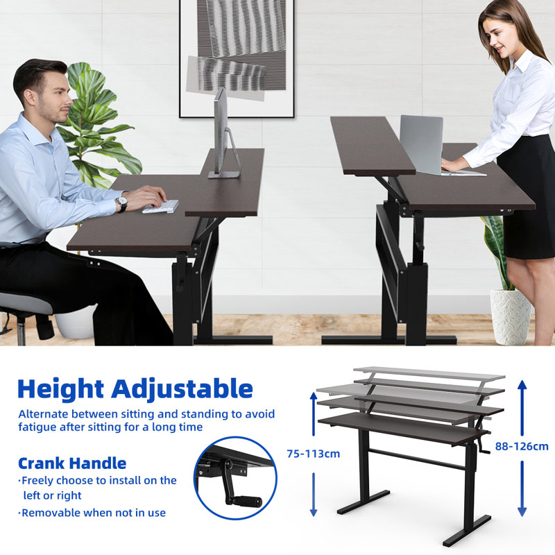 Mirari Adjustable Standing Desk, Black, Coffee