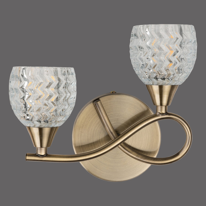 Trang 2-Light Dimmable Cut Glass Antique Brass Flush Mounted Sconce Wall Light
