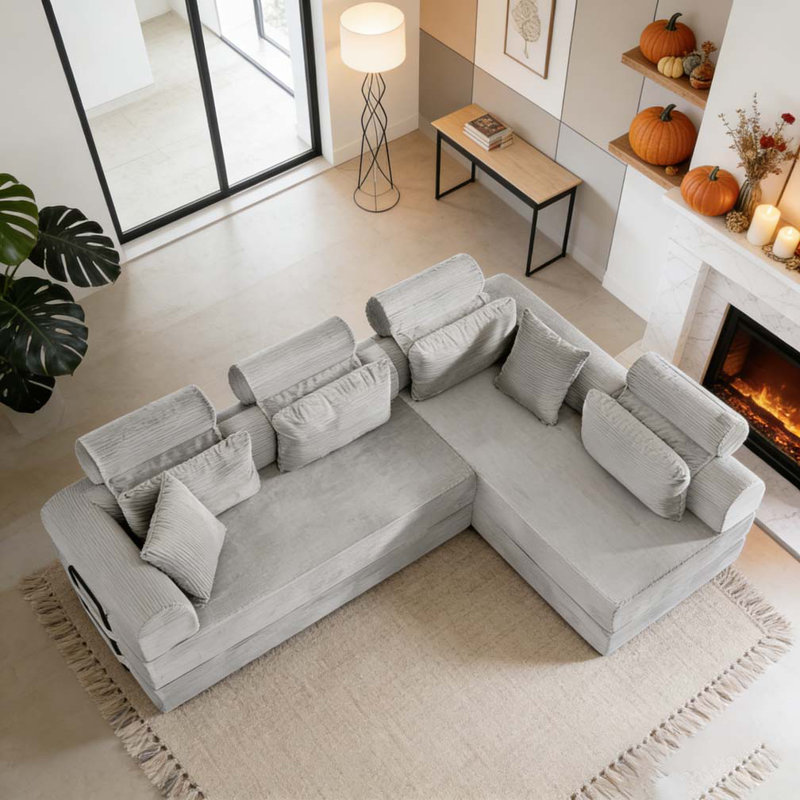 Canapé modulaire en L, Gris clair
