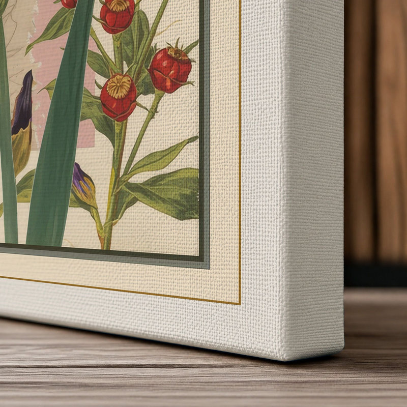 Purple Iris Study Botanical - Wrapped Canvas, 24x16 - 61.0 x 40.6 cm, Cream Border
