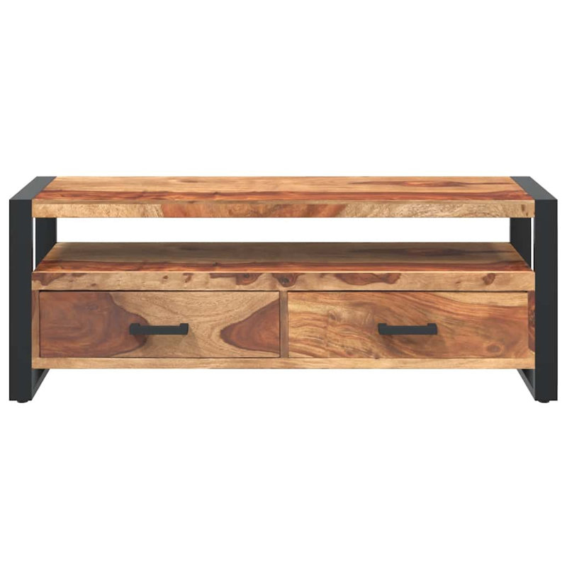 Meuble télé avec meuble télé en bois d'acacia thermolaqué brun et noir