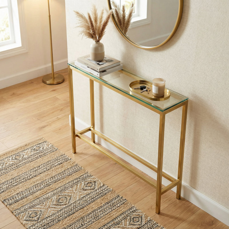 Mcchesney 28'' Glass Top Console Table