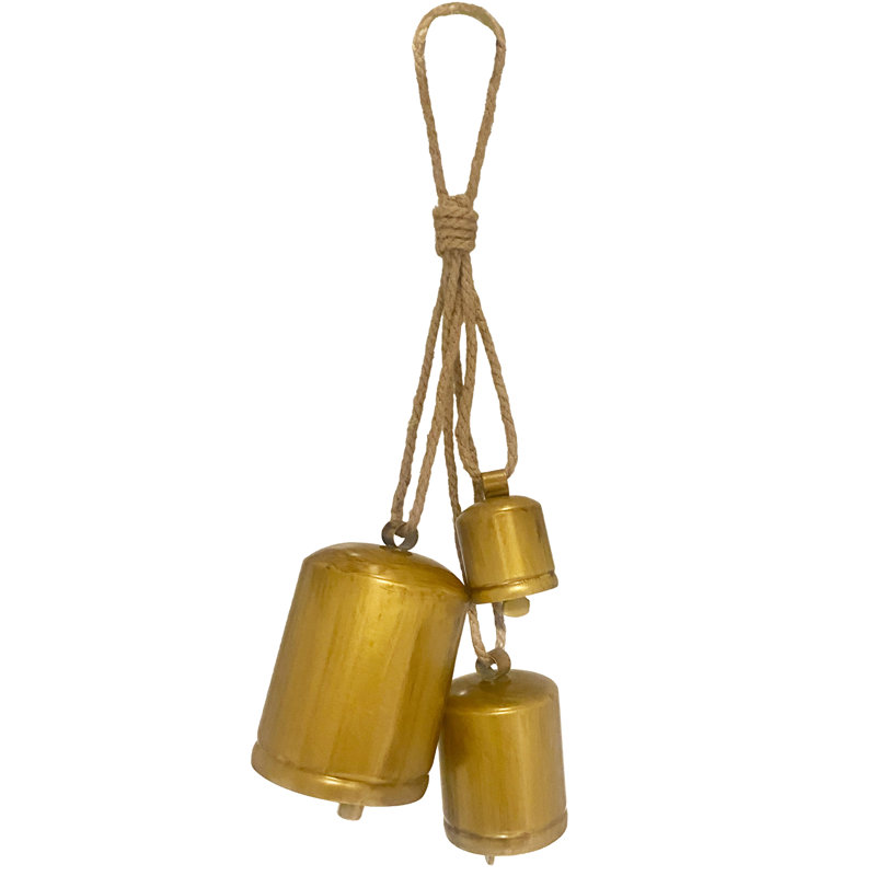  Groupe de 3 clochettes suspendues assorties, or antique, Doré