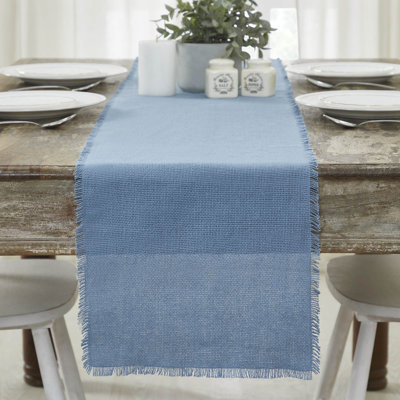 Burlap Dove Gray Runner Fringed