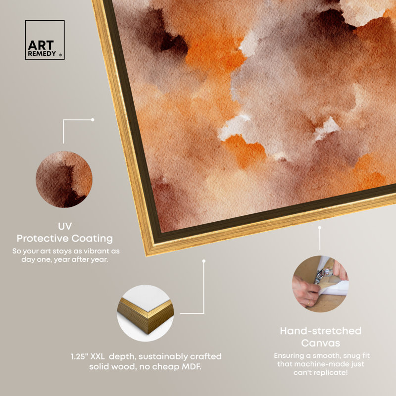 Gold Framed Abstract Canvas Print in Warm Earth Tones