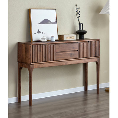 Brown Rectangular Solid Wood Console Table