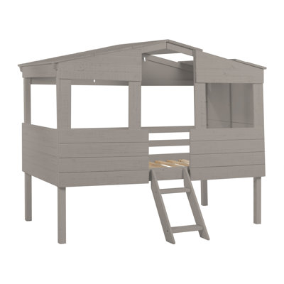 Lit superposé simple Balltown: bois massif, simple sur simple, enfants, tout-petits, bas, rangement et maison
