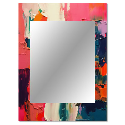 Pink and Blue Fragments Of Reality - Abstract Decorative Wall Mirror, Pink Mirror, Printed Metal Art