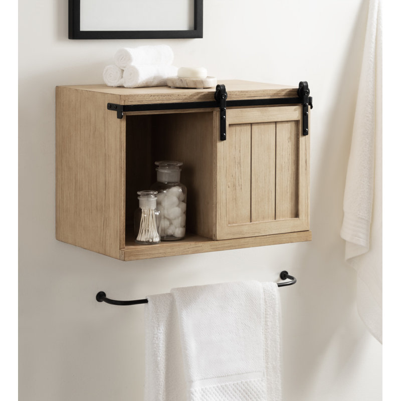 Cates Floating Side Table with Storage, Natural