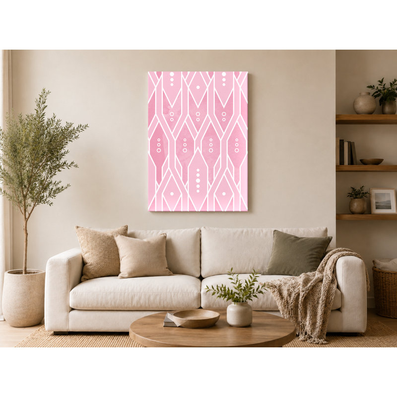 «Pink Geometric Diamond» - Art mural sur toile, 11" W x 14" H