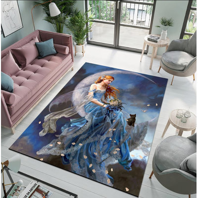 Tapis en polyester bleu / gris