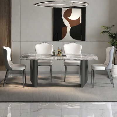 Gray Luxury Marble Rectangular Dining Tables