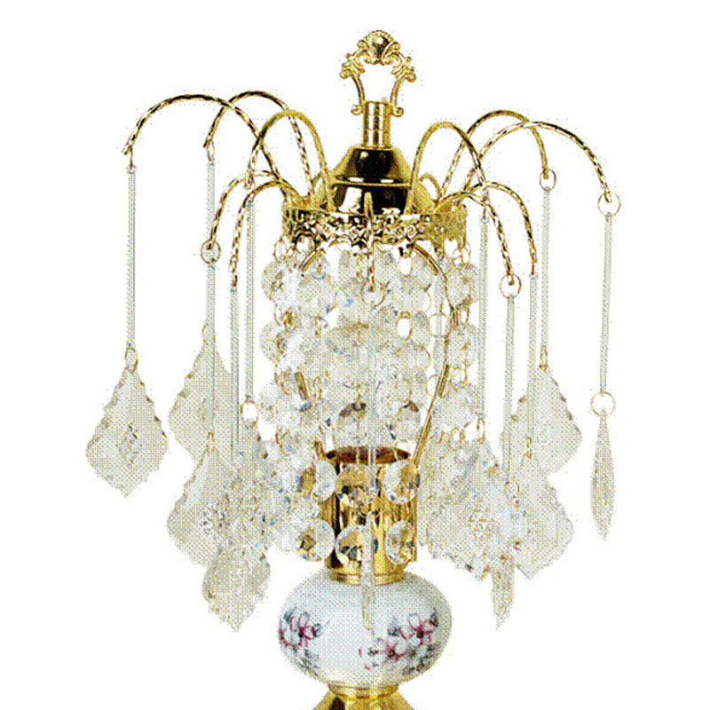 Lampe de table en acier de 15 po de hauteur avec finition dorée, décor en céramique