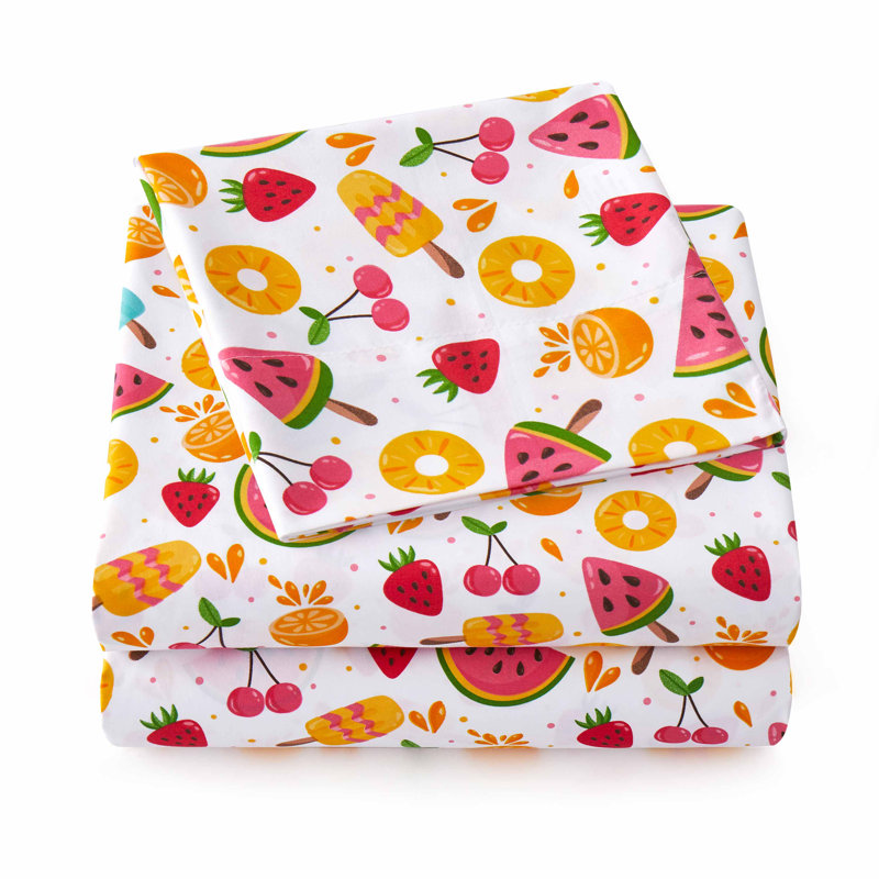 Kids' Printed Bright & Fun Microfiber Sheet Sets, Twin Extra Long, Summer Fun