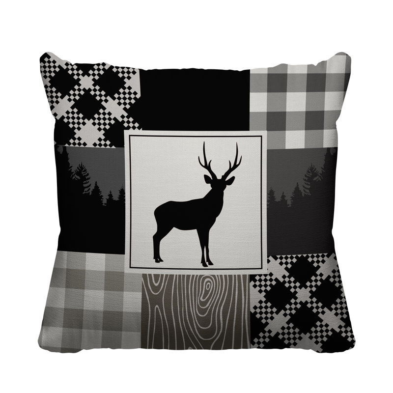 Coussin intérieur / extérieur Range Trees Cabin, 17 po x 17 po, Noir, Carré