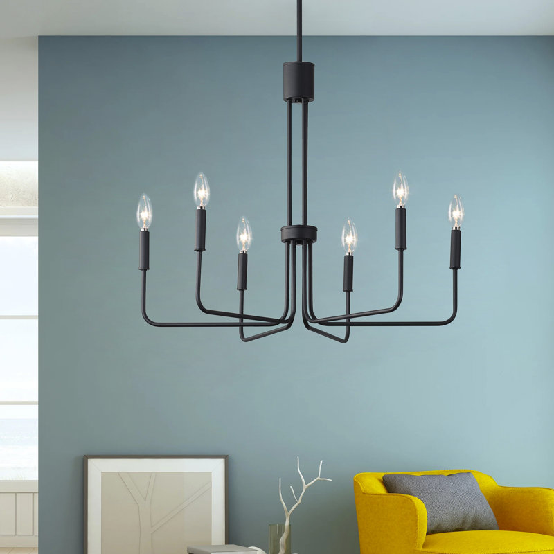 Luminaire suspendu style bougie noir 6 lumières Dat