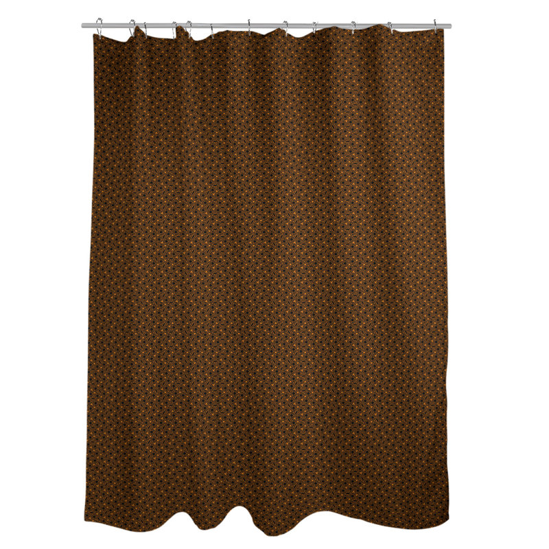 Rideau de douche simple hexagonal classique, Orange / Noir