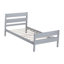 Twin Bed With Headboard And Footboard, Rubber Wood, Grey, Space-Saving Design For Modern Bedrooms