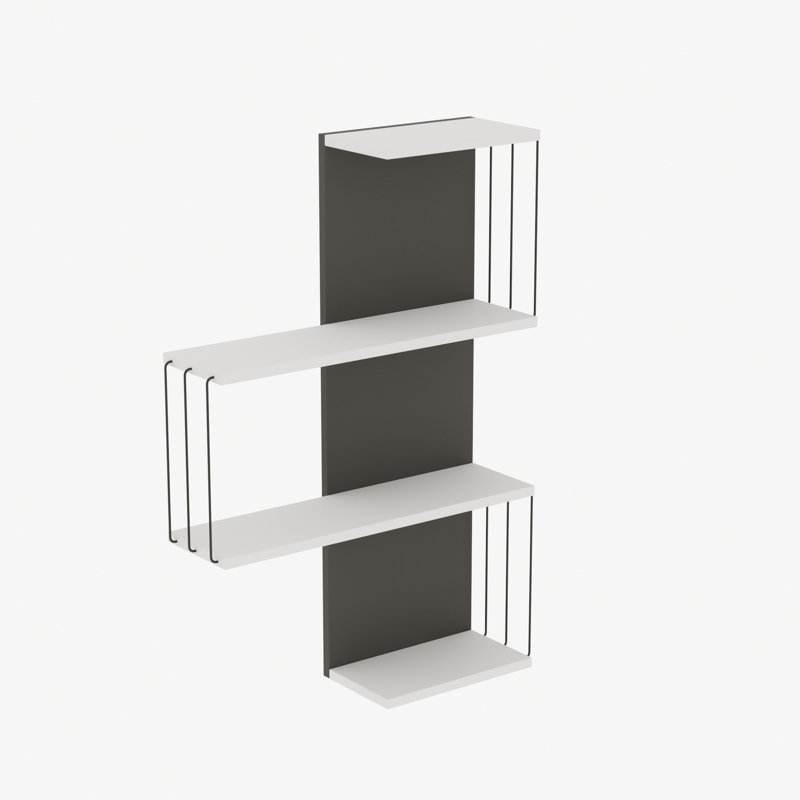 Hampson 4 Piece Floating Shelf, White/Anthracite