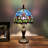 Tiffany Mini Table Lamp Blue Stained Glass Tulips LED Bulb Included 8"D*8"W*15"H