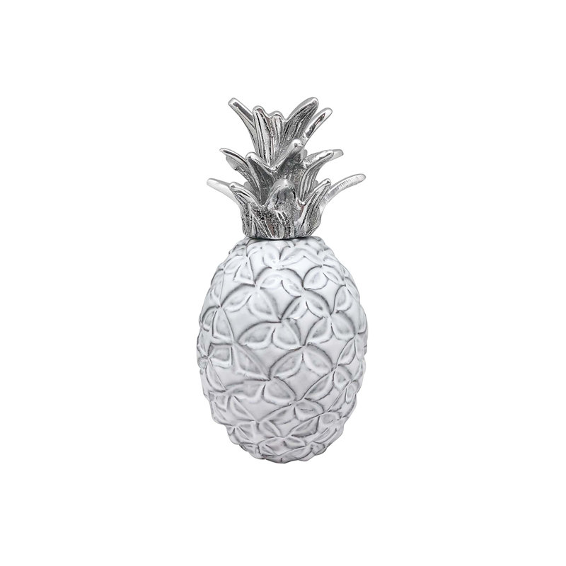 Palmy Nights Ceramic Pineapple Sculpture, 7.48" H x 3.75" W x 3.75" D