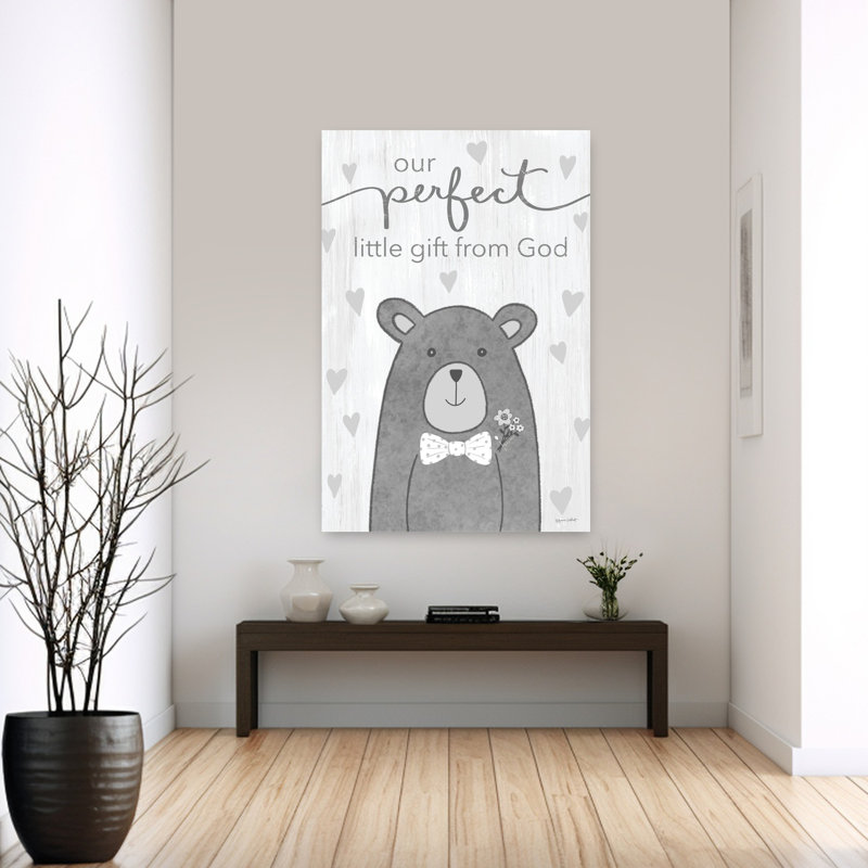 Art contemporain fantaisiste avec ours, H 60 po x l 40 po