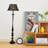 Vintage Chinese-Style Solid Wood & Fabric Floor Lamp