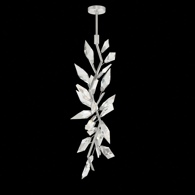 Luminaire suspendu géométrique unique à 4 lumières Foret, Argent