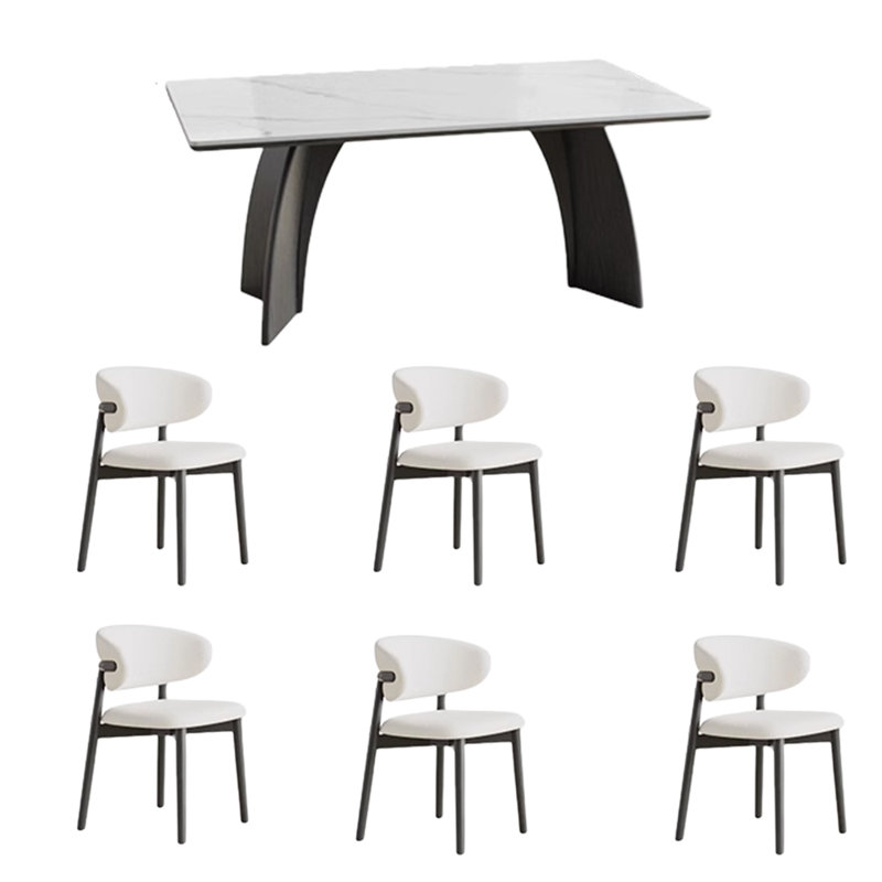 Rectangular Rock plate Dining Table sets, 29.52"H x 55.11"L x 31.49"W