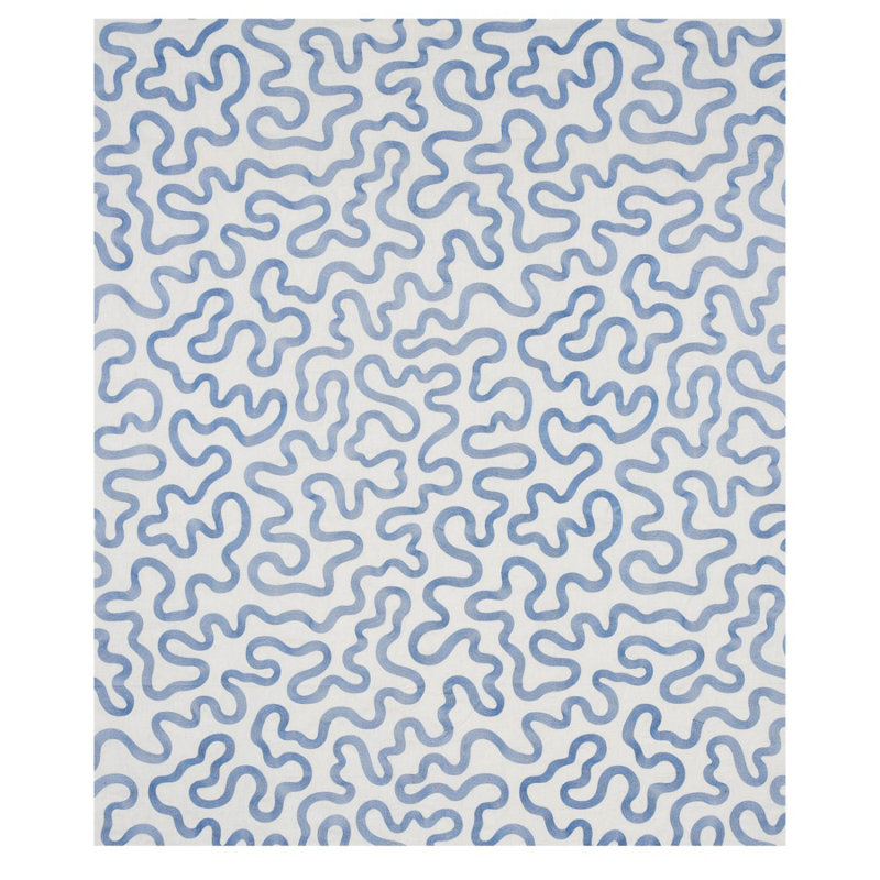 Tissu brodé Riley, Bleu marine / ivoire