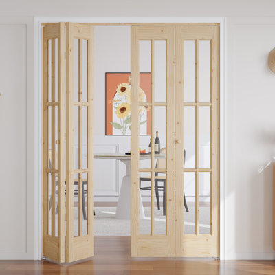 Porte pliante en verre massif non fini avec trousse de quincaillerie d'installation