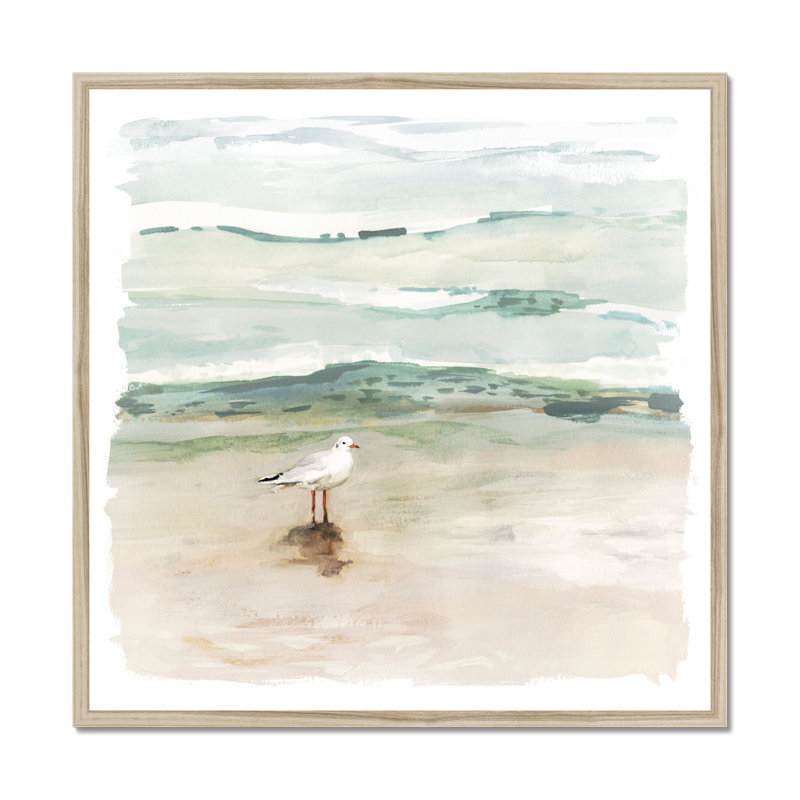 Seagull Cove I by Victoria Borges - Painting, 55cm H x 55cm W, Natural Wood Framed Paper Print