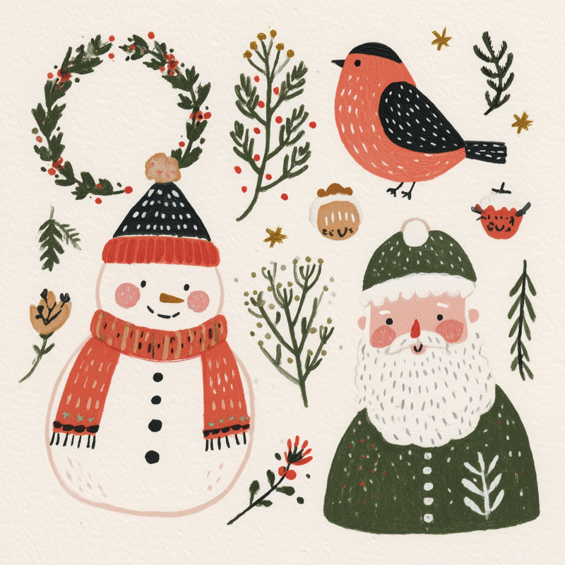 «Winter Winter and Santa», art mural sur toile tendue, 20" H x 20" W