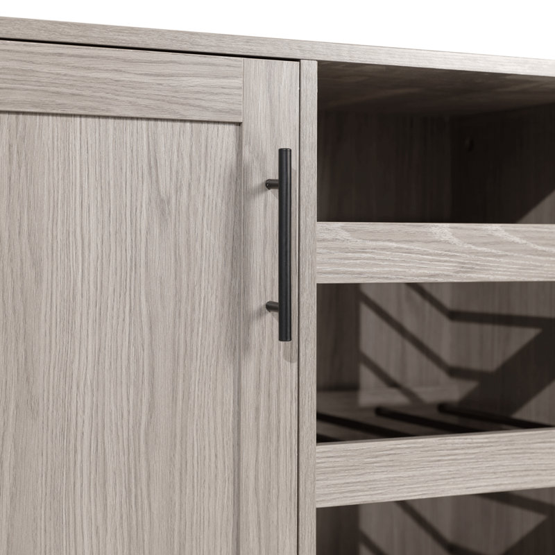 Quintavia Classic Sideboard and Bar Cabinet with Open and Closed Storage, Gray