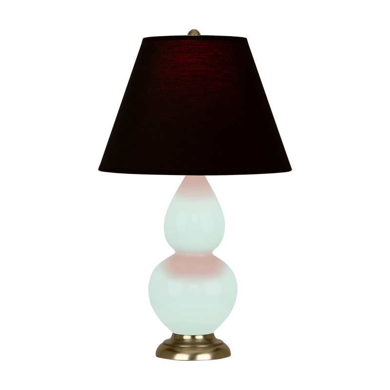 Petite lampe d'appoint à double gourde, Encre noire / rose rouge, Laiton antique, Menthe glacée