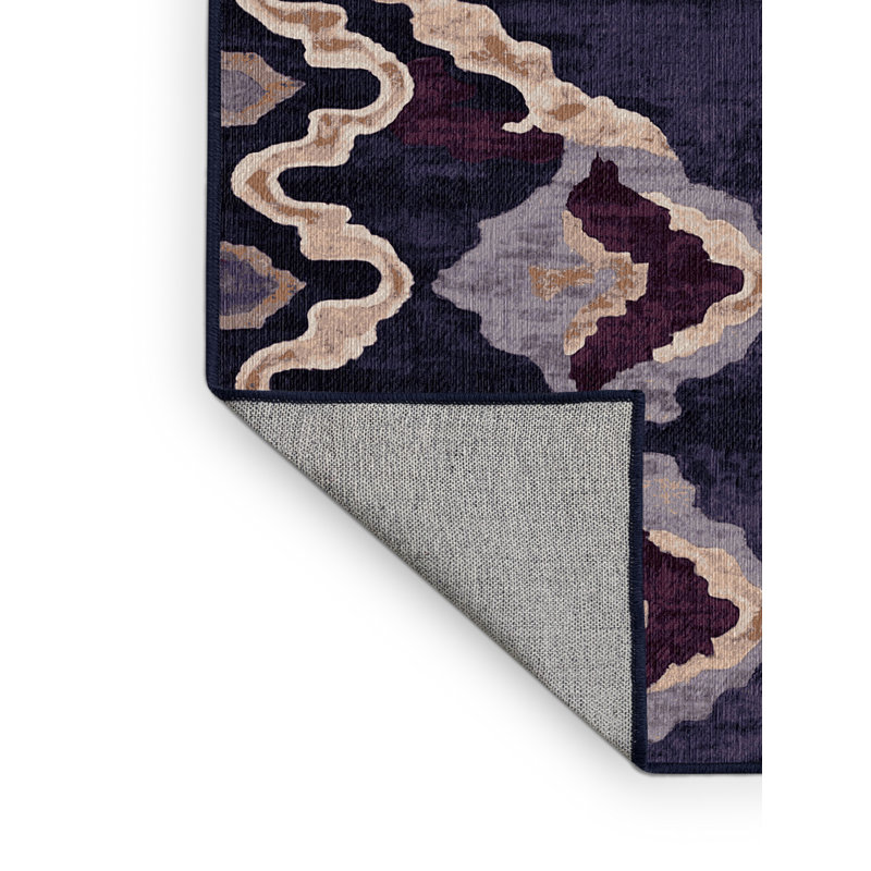 Machine Washable Purple Area Rug, Square 6'