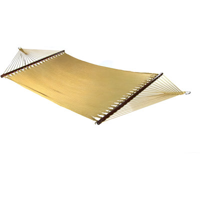 Double hamac pour l'extérieur - Corde en polyester filé doux d'une capacité de 600 lb robuste avec barres d'écartement en bois - Portable pour le camping, la cour ou les voyages