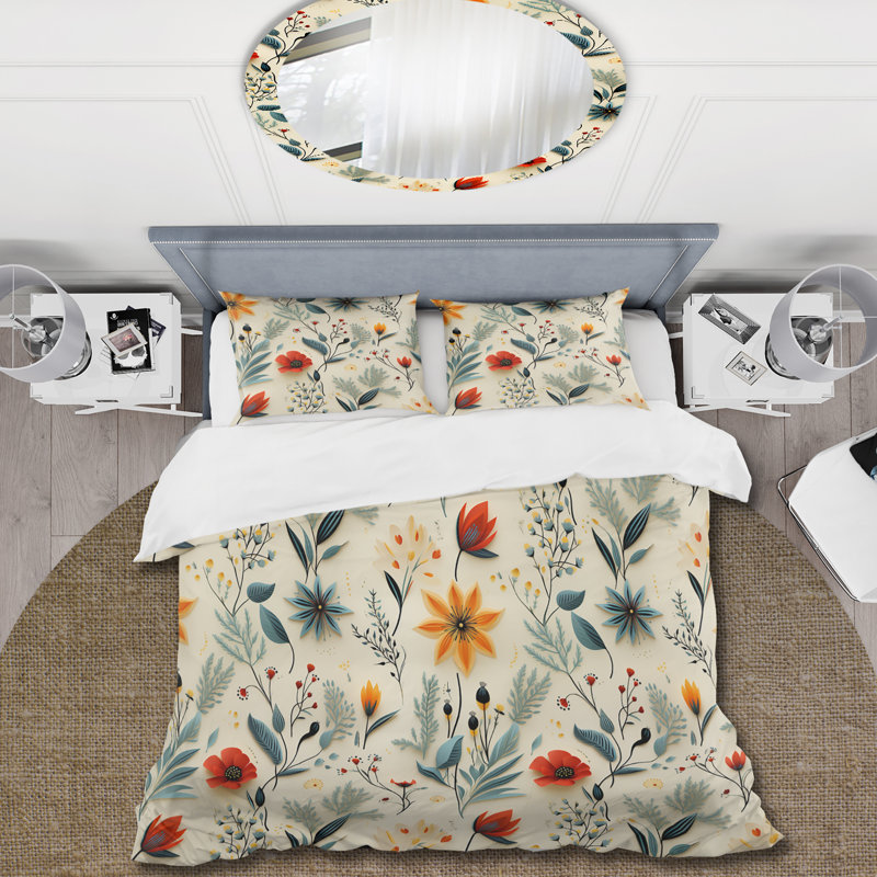Ensemble de housse de couette éclectique vert et jaune, Housse de couette pour grand lit et 2 taies décor