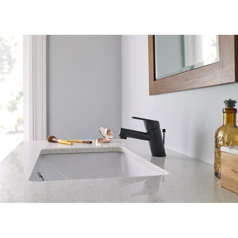 Amalfi Single Hole Bathroom Faucet with Drain Assembly, Satin Black