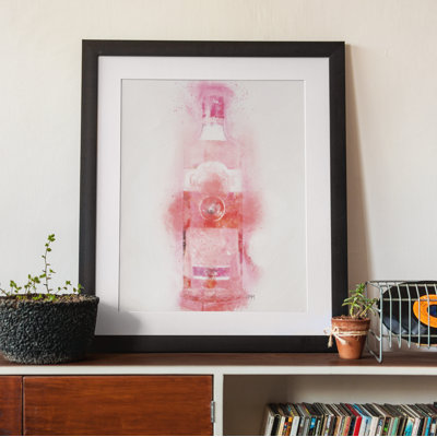 Pink Gin Bottle 1 Piece Single Picture Frame Wall Art