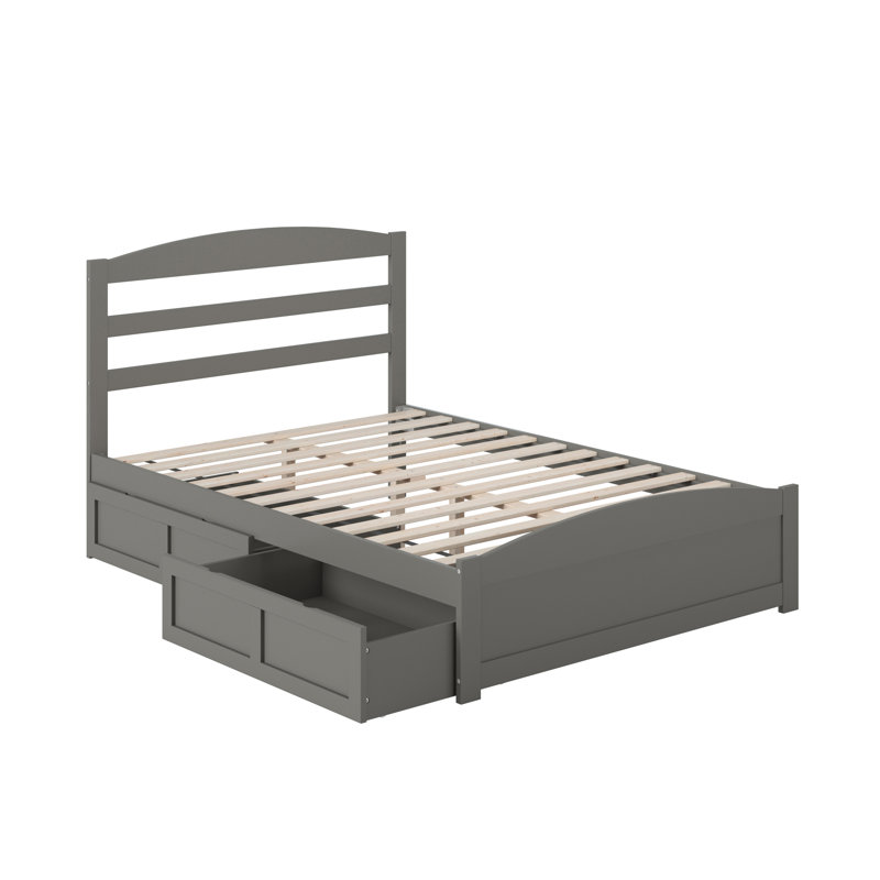 Elliana Solid Wood Slat Storage Bed, Full/Double, Gray